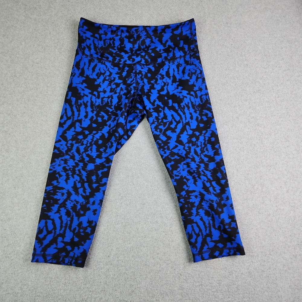 Old Navy Capri Leggings Womens LP Blue‎ Go-Dry Abstract Animal Print Activewear